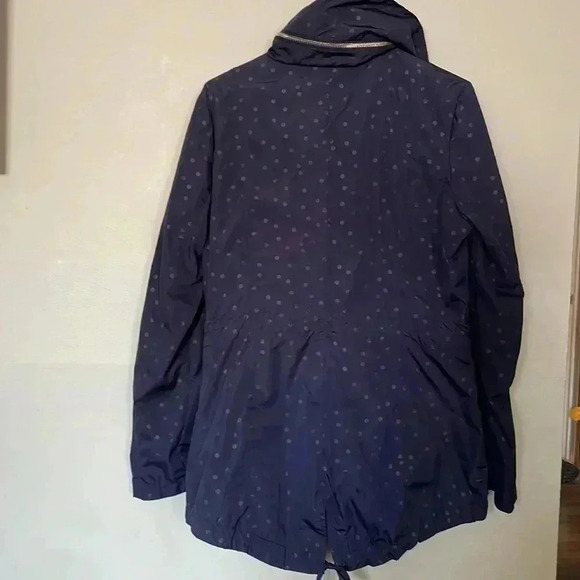 ❤️2/$50❤️BCBGGeneration Navy Blue Poke Dot Fall/Spring Trench Jacket- M - Picture 5 of 8